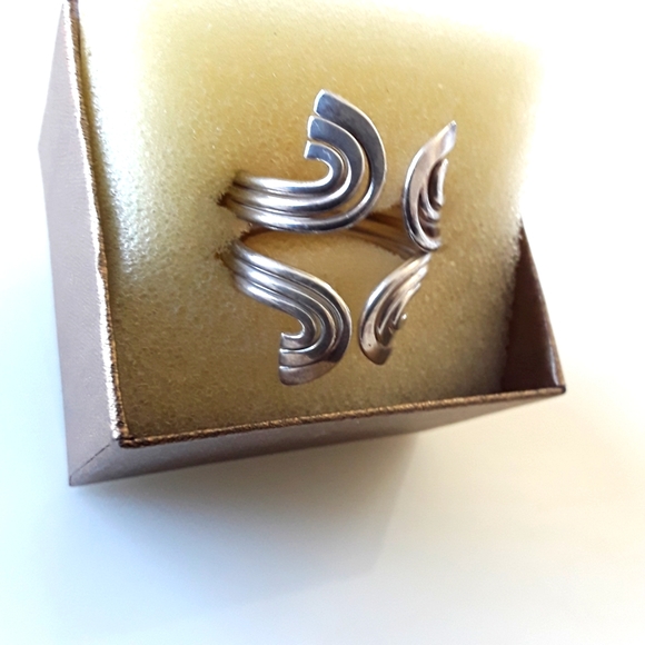 VTG STERLING 2 PIECE SWIRL STATEMENT RING SZ 9.5 - Picture 1 of 8